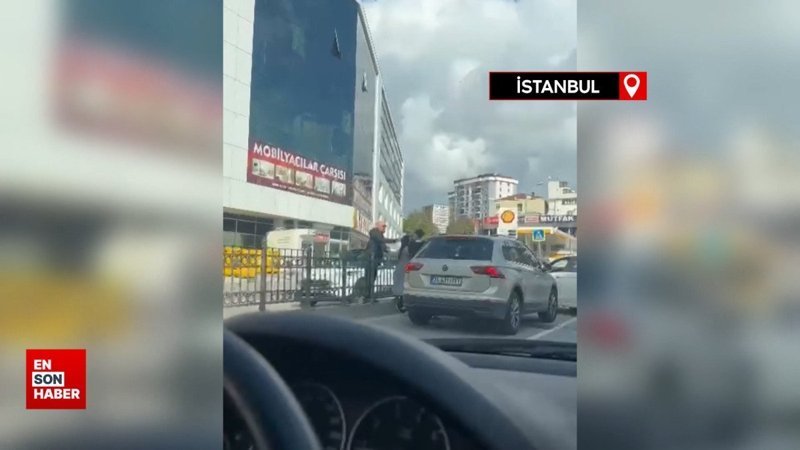 Pendik'te trafikte tartıştığı kişinin aracının önünü kesti