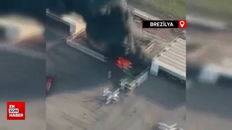 Brezilya’da uçak hangara çarptı