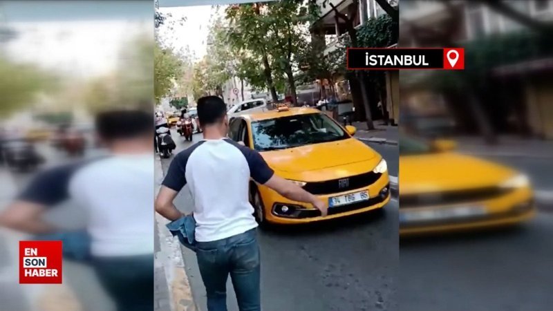 İstanbul’da boş geçen taksilerin iki genci almadığı anlar kamerada