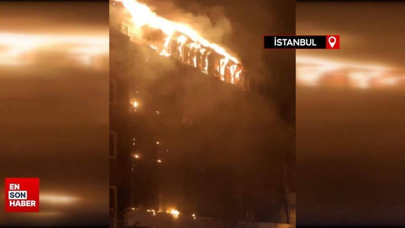 Küçükçekmece’de 6 katlı iş yerinin çatı katında korkutan yangın