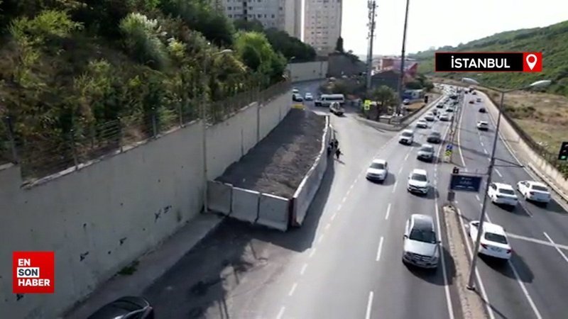 İstanbul'da kayan istinat duvarının çökmesi kum konularak engellenmeye çalışıldı