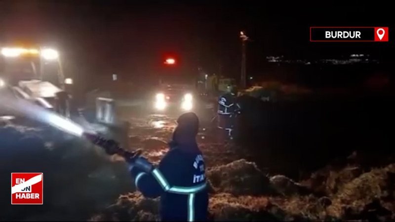 Burdur'da 2 bin saman balyası alev alev yandı