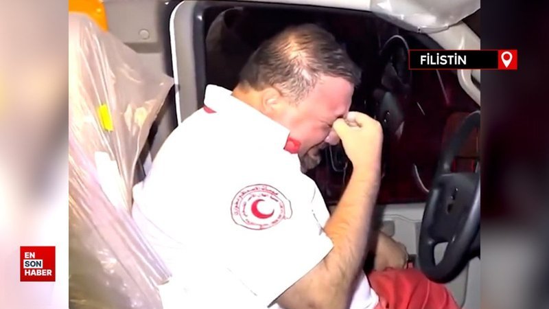 Filistinli ambulans şoförü gözyaşlarına boğuldu