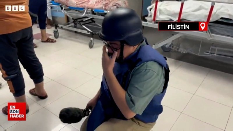 Gazze'de hastaneye giden BBC muhabirinin gözyaşları