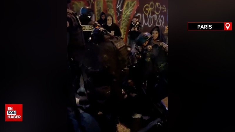 Paris'te polis, Gazze'deki katliama tepki gösteren bir kişiyi başını ezerek tutukladı