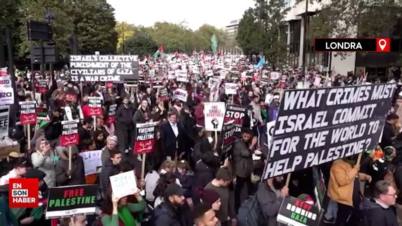 İngiltere'de Filistin'e destek yürüyüşü: Gazze'de soykırım var