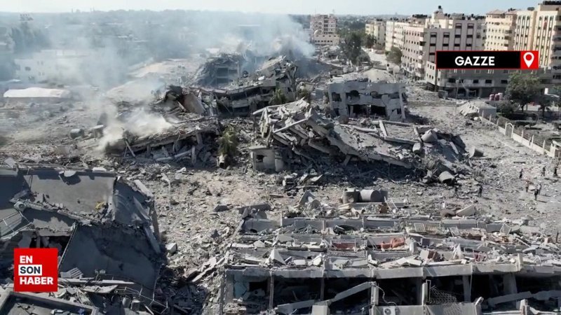 İsrail'in saldırıları sonrası Gazze'nin son hali havadan görüntülendi