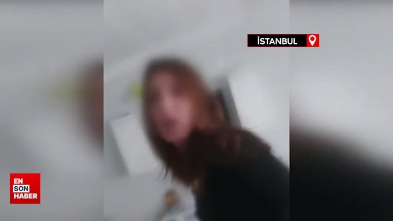 İstanbul’da kadının eşine saldırdığı anlar