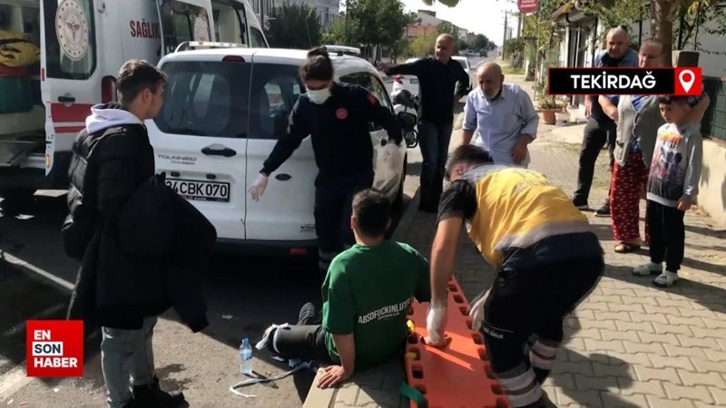 Tekirdağ'da şaha kaldırdığı motosiklet yan yattı