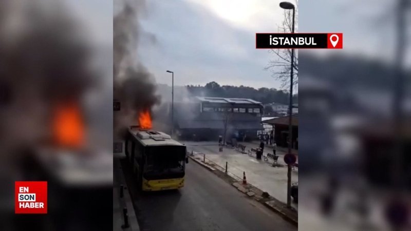 Beykoz'da İETT otobüsünün motor kısmında yangı çıktı