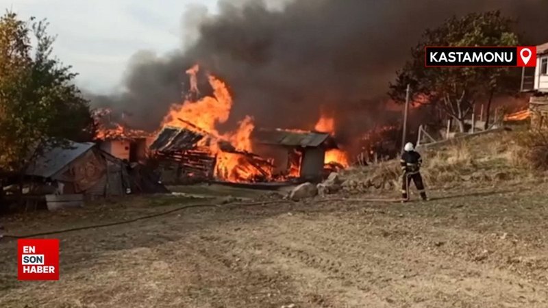 Kastamonu'da 10 köy evini etkileyen yangın söndürülmeye çalışılıyor