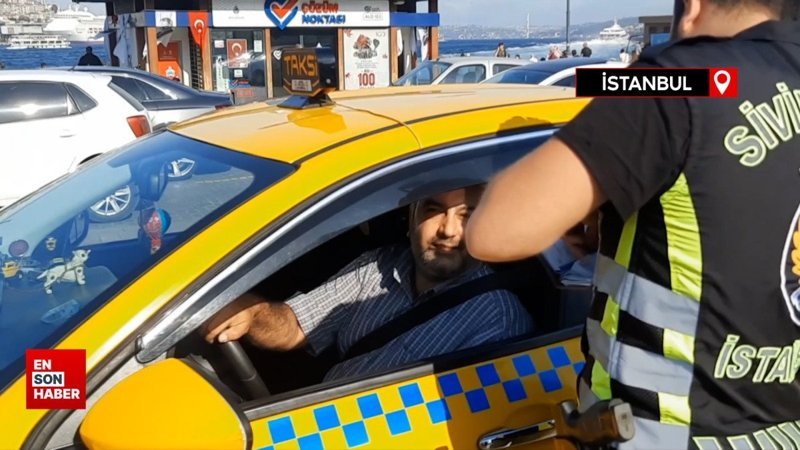 Taksi denetiminde ilginç an: Polis durdurmayınca kendisi durdu