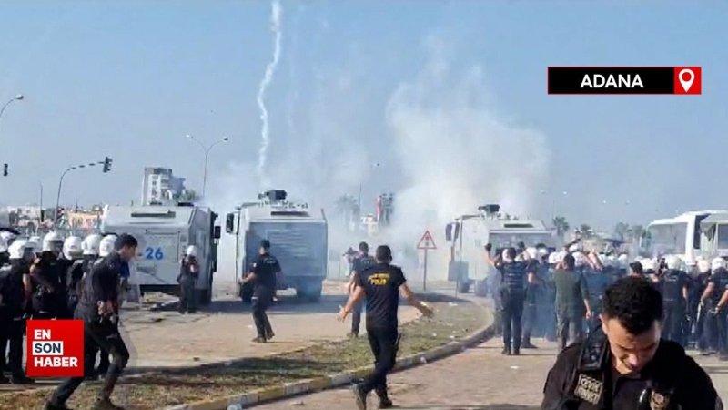 İncirlik Hava Üssü'ne girmeye çalışan protestoculara polis müdahalesi