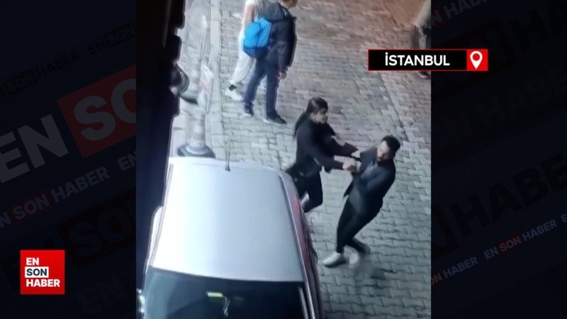 Esenyurt’ta bir kadın, erkek arkadaşına sokak ortasında saldırdı