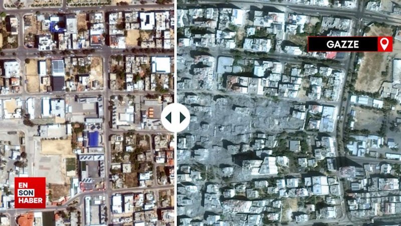 Gece gündüz bombalanan Gazze'nin son hali uydudan görüntülendi