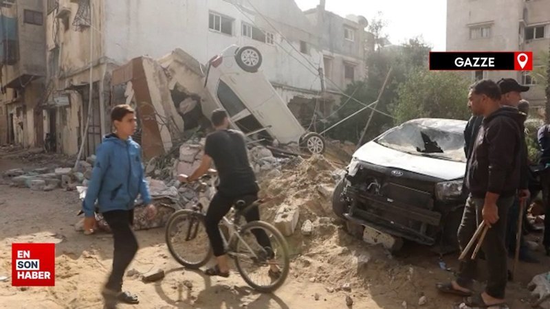 İsrail’in saldırılarının hedefi olan Şucaiyye Mahallesi’ndeki  yıkım görüntülendi