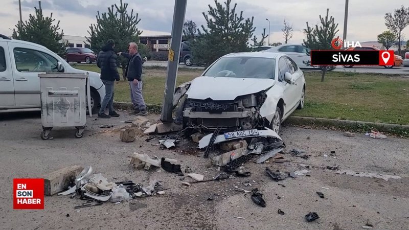 Sivas'ta fren yerine gaza bastı kaza yapmaktan kurtulamadı