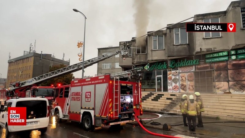 Sultanbeyli'de iş yerinin deposunda yangın