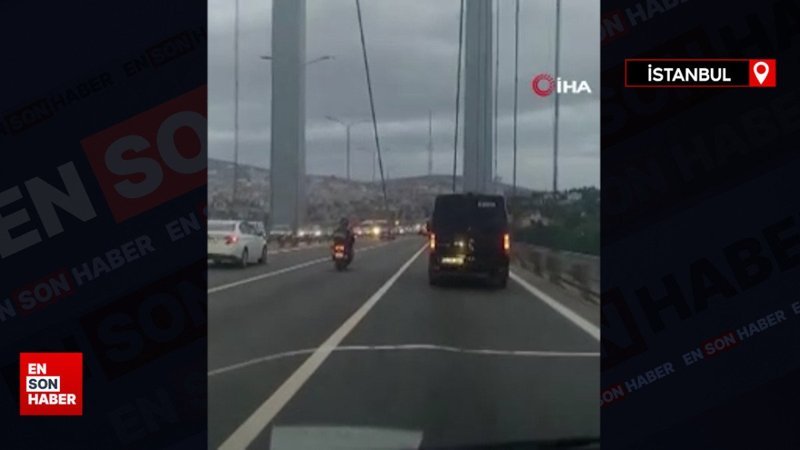 15 Temmuz Şehitler Köprüsünde motosikletli sürücünün zor anları