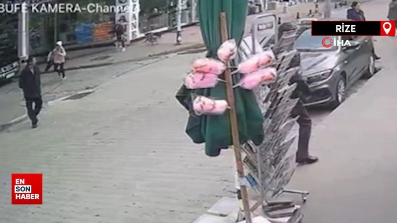 Rize'de köpekten kaçan çocuk arabanın altında kalmaktan son anda kurtuldu