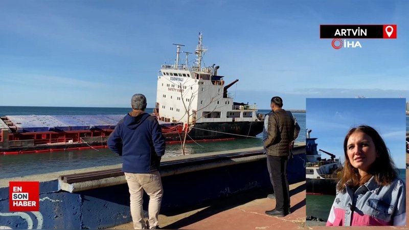 Artvin'de karaya oturan gemiyle fotoğraf çekilme çılgınlığı