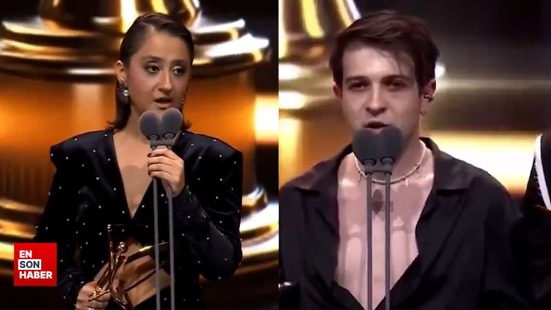 Ödül gecesinde biri sokak köpeğine diğeri Gazzeli çocuklara sahip çıktı