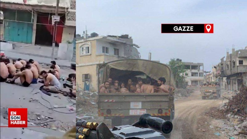 İsrail ordusu, Gazze'de Filistinlileri soyup kamyonlara bindirdi