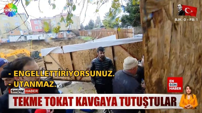 Üsküdar'da inşaat yolu çökertti, kavga çıktı