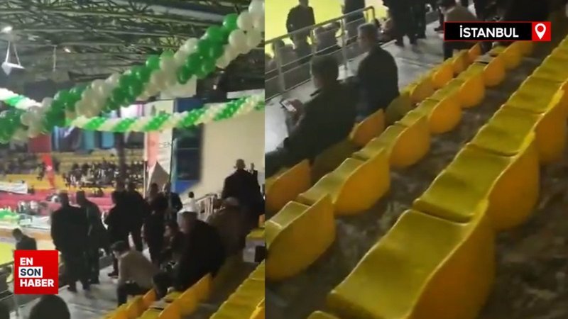 Ahmet Davutoğlu, partisinin il kongresinde boş salona seslendi