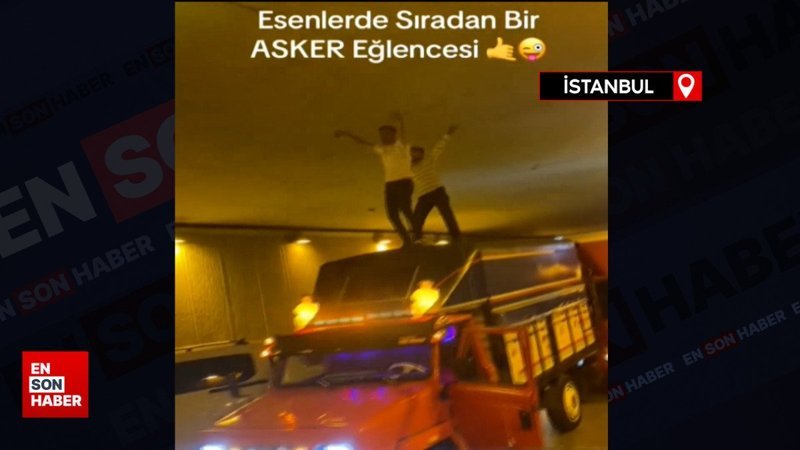 Esenler'de tüneli kapatıp kamyonet üzerinde dans ettiler