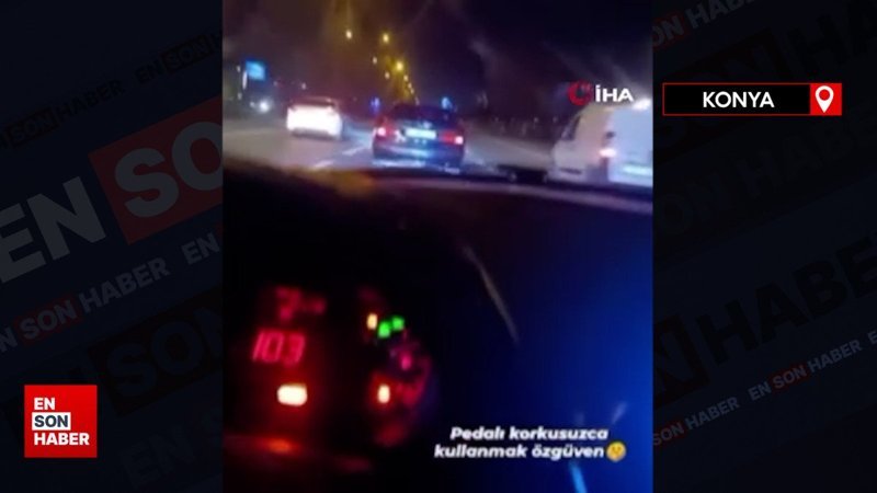 Konya'da hız yapıp makas attığı anları sosyal medyada paylaştı
