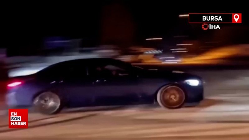 Uludağ’da oteller bölgesinde dakikalarca drift atan sürücüler