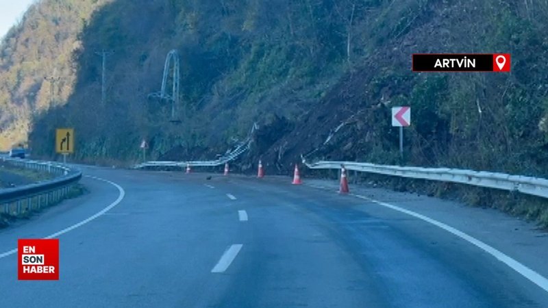 Karadeniz sahil yolunda heyelan meydana geldi