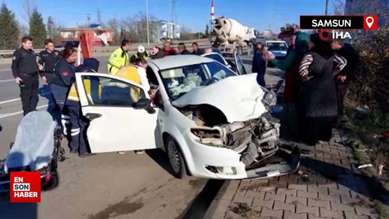 Samsun'da yoldan çıkan otomobil önce yayaya, sonra başka bir araca çarptı