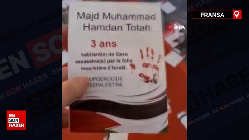 Fransa'da İsrail'in öldürdüğü çocukların adlarının yazılı olduğu broşürler AVM'de dağıtıldı