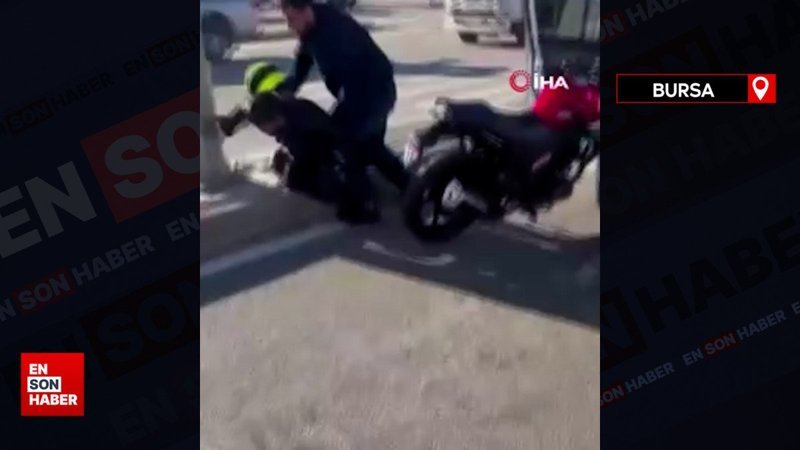 Bursa’da motosiklet sürücüsünü kaskla darp eden şahıs yakalandı