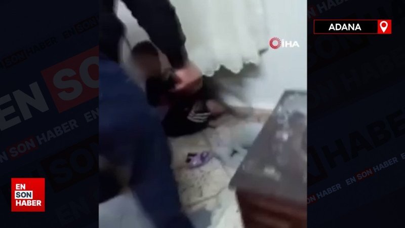 Adana'da babadan çocuğa kemerli işkence kamerada