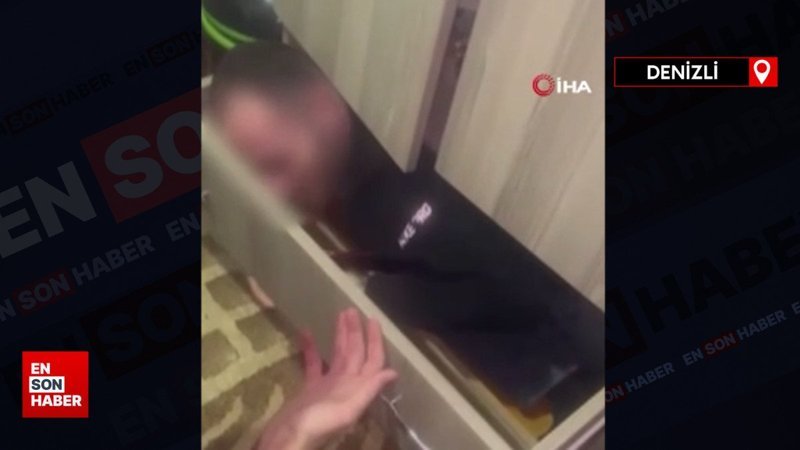Denizli'de cezaevi korkusundan çekmeceye girdi