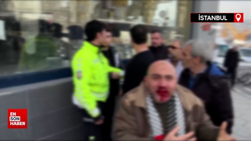 Filistin'e destek yürüyüşünden dönen vatandaşa yumruklu saldırı