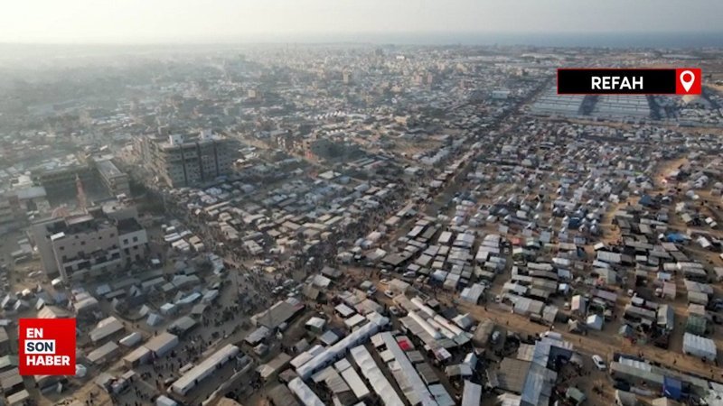 Refah kenti yerlerini terk eden Gazzelilerle doldu taştı