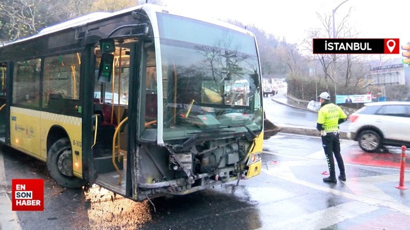 Sarıyer'de İETT otobüsü bariyerlere çarptı