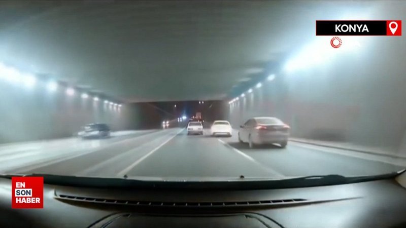 Konya'da trafikte makas atarak ilerleyen maganda