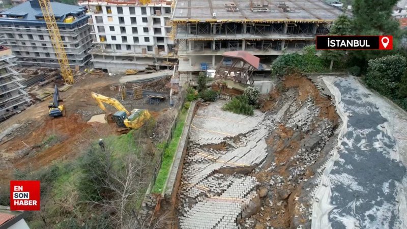İstanbul'da istinat duvarı çöktü, 20 daireli bina boşaltıldı