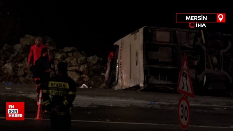 Mersin'de yolcu otobüsü devrildi