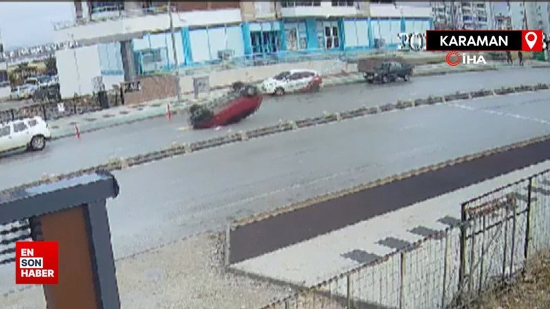 Karaman’da sürücünün ölümden döndüğü kaza