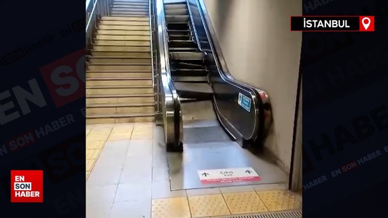 İstanbul'da metro istasyonunda yürüyen merdiven parçalandı