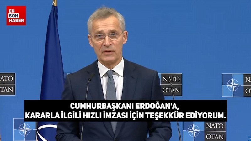 Stoltenberg: Erdoğan'a, hızlı imzası için teşekkür ediyorum
