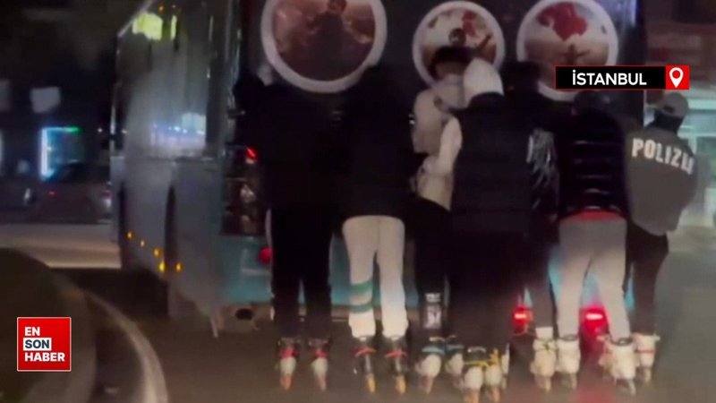 Antalya'da patenli çocukların tehlikeli yolculuğu kamerada