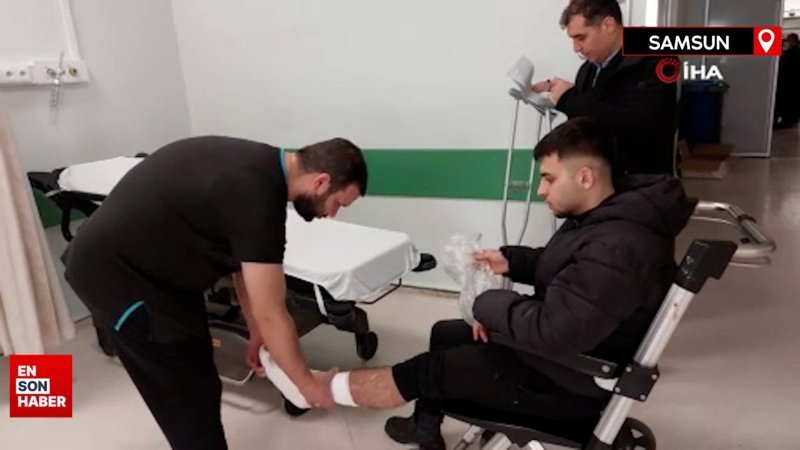 Samsun'da motosiklet sürücüsünün metrelerce sürüklendiği kaza