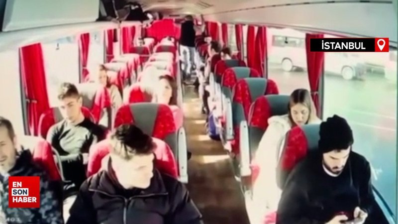 İstanbul otogarda iki otobüsün çarpıştığı kaza anı